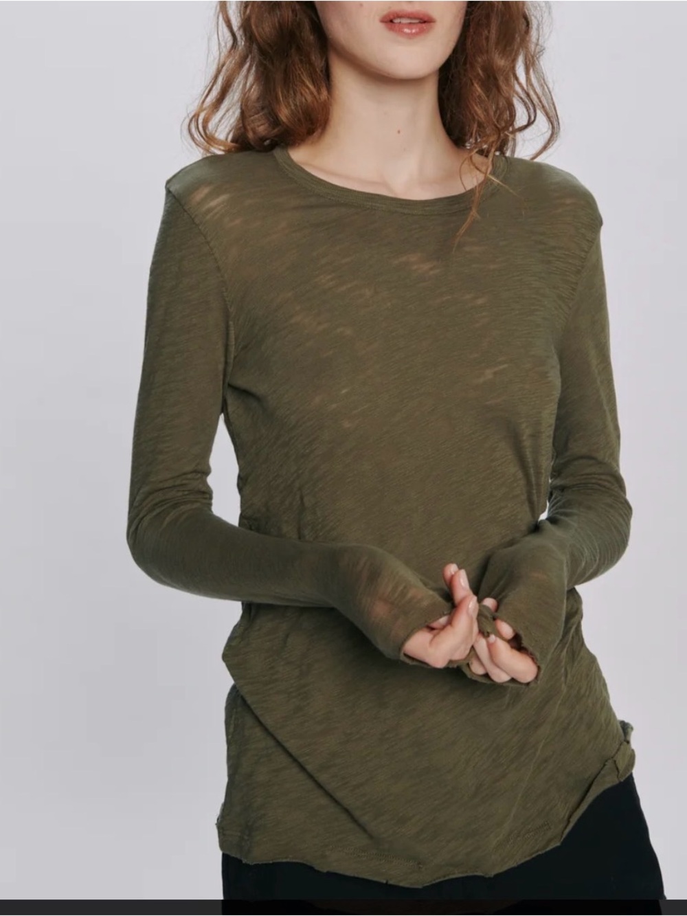 ATM Slub Jersey Long Sleeve Destroyed Washed Tee Size S NWT